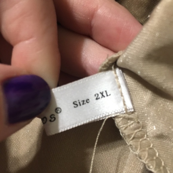 Crushed Velvet Flare Goldish Silver Dress 2XL - Picture 2 of 3